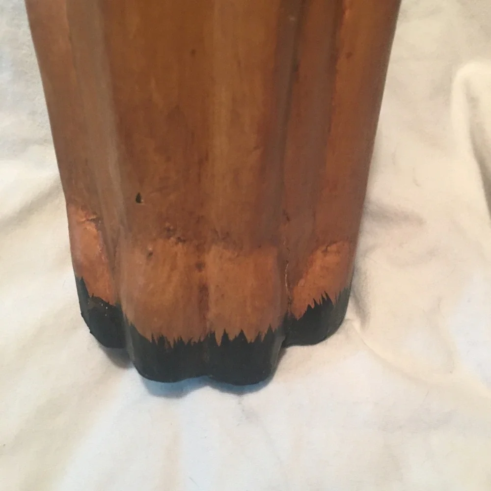 Vintage Hand Carved Wooden Siamese Cat Statue Folk Art 17 Inches